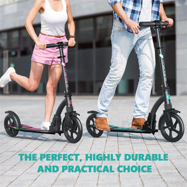 Kick Scooter for Teens & Adults. Max Load 240 LBS. Foldable, Lightweight, 9 Big Wheels, 4 Adjustable Level. Bearing ABEC9